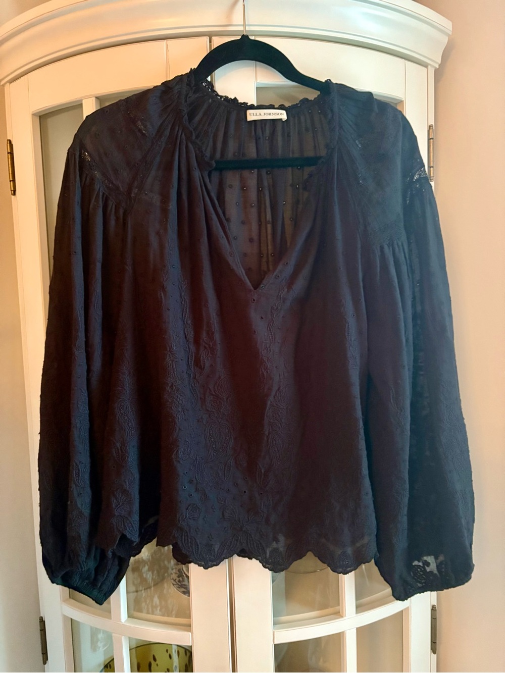 Ulla Johnson black cotton voile top